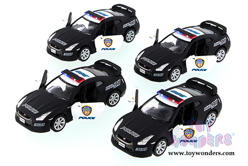 Kinsmart - Nissan GT-R Police Hard Top (2009, 1/36 scale diecast model car, Black/White) 5340DP