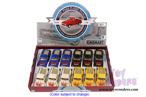 Kinsmart - Ford F-100 Pickup with Flames (1956, 1/38 scale diecast model car, Asstd.) 5385DF