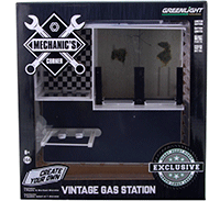 Show product details for Greenlight Diorama - Mechanic's Corner | Vintage Gas Station Create Your Own (1/64 scale diecast/plastic model, White) 57014