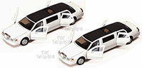 Show product details for Kinsmart - Lincoln Town Car Stretch Limousine (1999, 1/38 scale diecast model car, White) 7001DW