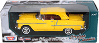 Show product details for Motormax Timeless Classics - Chevy Bel Air Closed Convertible (1955, 1/18 scale diecast model car, Yellow) 73184TC/YL