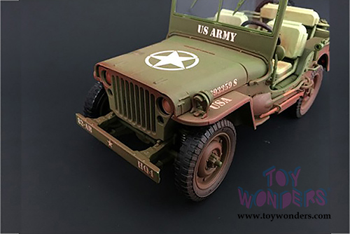 American Diorama - ARMY Jeep Vehicle US Army Dirty Version (1/18 scale diecast model car, Green) 77404A