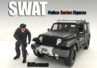 Show product details for American Diorama Figurine - SWAT Team Rifleman (1/24 scale, Black) 77470