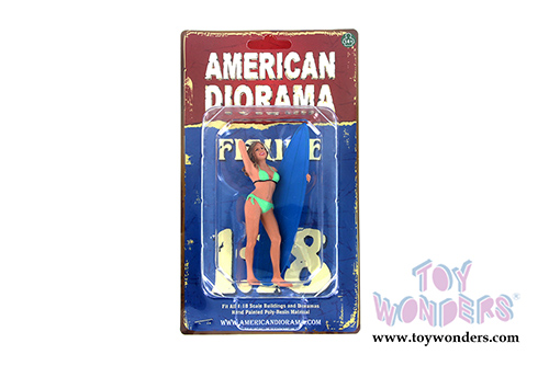 American Diorama Figurine - Surfer 2017 Paris Figure w/ Surfboard (1/18 scale, Green) 77440