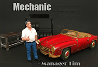Show product details for American Diorama Figurine - Mechanic Manager Tim (1/18 scale, Blue/White) 77443