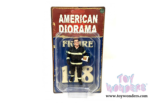 American Diorama Figurine - Firefighter | Fire Chief (1/18 scale, Black/Yellow) 77459