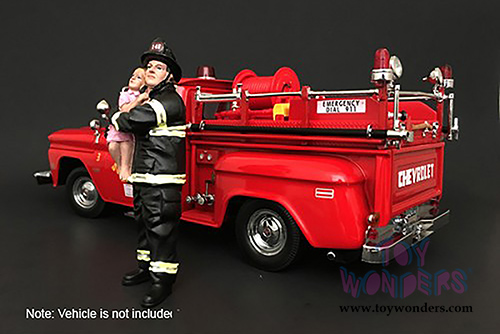 American Diorama Figurine - Firefighter | Saving Life (1/18 scale, Black/Yellow) 77460