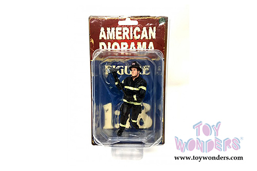 American Diorama Figurine - Firefighter | Holding Axe (1/18 scale, Black/Yellow) 77461