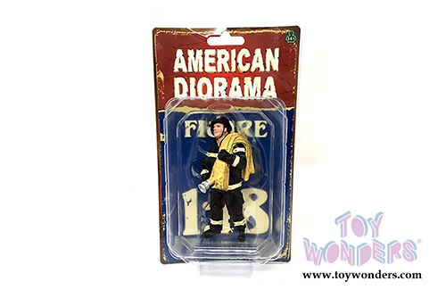 American Diorama Figurine - Firefighter | Job Done (1/18 scale, Black/Yellow) 77462