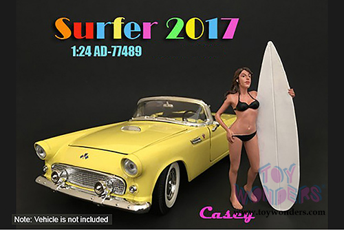 American Diorama Figurine - Surfer 2017 Casey Figure w/ Surfboard (1/24 scale, Black) 77489
