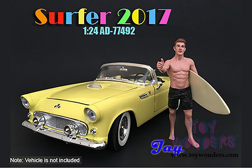 American Diorama Figurine - Surfer 2017 Jay Figure w/ Surfboard (1/24 scale, Black) 77492