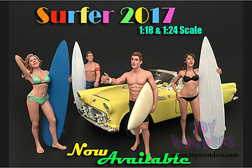 American Diorama Figurine - Surfer 2017 Jay Figure w/ Surfboard (1/24 scale, Black) 77492