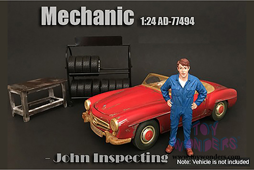 American Diorama Figurine - Mechanic John Inspecting (1/24 scale, Blue) 77494