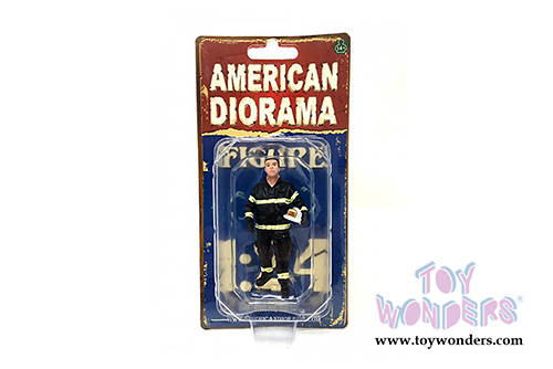 American Diorama Figurine - Firefighter | Fire Chief (1/24 scale, Black/Yellow) 77509