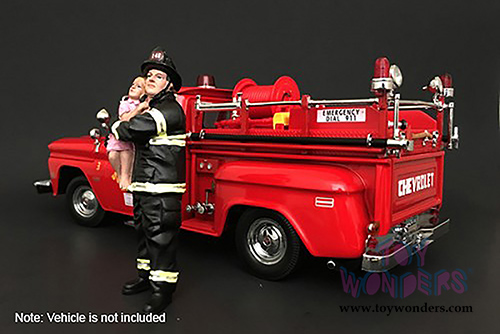 American Diorama Figurine - Firefighter | Saving Life (1/24 scale, Black/Yellow) 77510