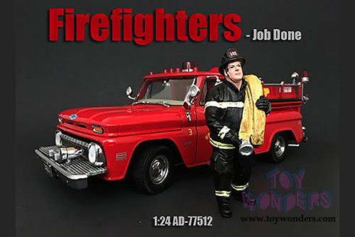 American Diorama Figurine - Firefighter | Job Done (1/24 scale, Black/Yellow) 77512