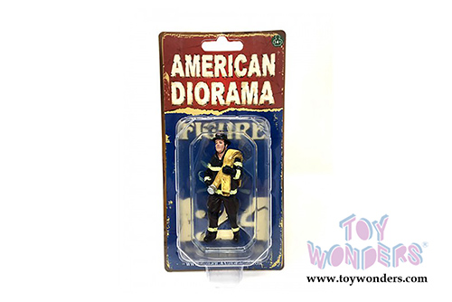 American Diorama Figurine - Firefighter | Job Done (1/24 scale, Black/Yellow) 77512