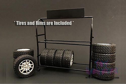 American Diorama Accessories - Metal Tire Rack (1/18 scale, Black) 77518