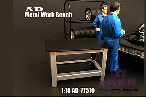 American Diorama Accesories - Metal Work Bench (1/18 scale, Silver/Black) 77519