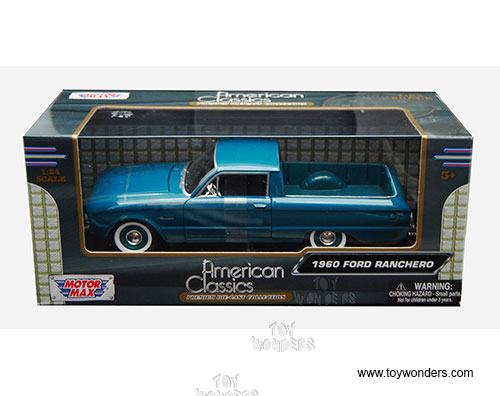 Motormax - Ford Ranchero Pickup Truck (1960, 1/24 scale diecast model car, Blue) 79321AC/BU