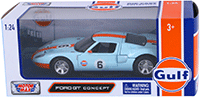 Show product details for Motormax - Ford GT Concept #6 Gulf Oil (1/24 scale diecast model car, Light Blue/Orange) 79641