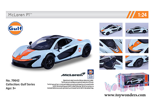 Motormax - McLaren P1™ Gulf Oil (1/24 scale diecast model car, Light Blue/Orange) 79642