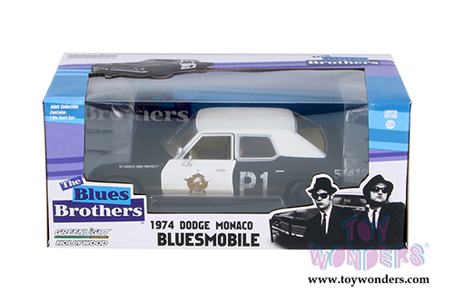 Greenlight Hollywood - Dodge Monaco Chicago Police Department The Blues Brothers" Movie (1975, 1/24 scale diecast model car, Black/Blue) 84012