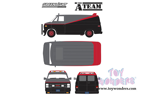 Greenlight - Hollywood The A-Team™ GMC® Vandura (1983, 1/24 scale diecast model car, Gray/Black) 84072