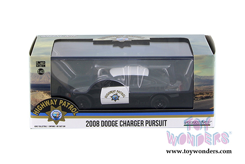 Greenlight - Dodge Charger Police Interceptor Car California Highway Patrol (2008, 1/43 scale diecast model car, Black w/White) 86087