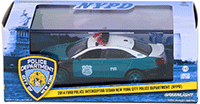 Show product details for Greenlight - Ford Police Interceptor Sedan New York City Police Department (NYPD) (2014, 1/43 scale diecast model car, Green w/White) 86094