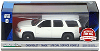 Show product details for Greenlight - Chevrolet® Tahoe™ Special Service Vehicle (1/43 scale diecast model car, White) 86096
