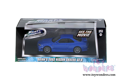 Greenlight Fast & Furious - Brian's Nissan Skyline GT-R Hard Top (2002, 1/43 scale diecast model car, Blue) 86219