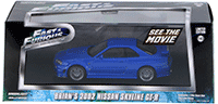Greenlight Fast & Furious - Brian's Nissan Skyline GT-R Hard Top (2002, 1/43 scale diecast model car, Blue) 86219