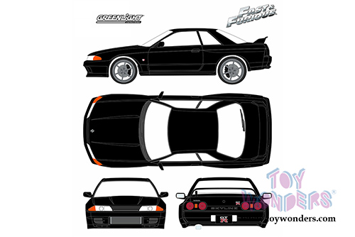 Greenlight Fast & Furious - Nissan Skyline GT-R Fast and Furious "Fast 7" Movie (1989, 1/43 scale diecast model car, Black) 86229