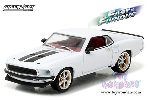 Greenlight Fast & Furious - Roman's Ford Mustang Custom "Anvil Halo" Fast and Furious 6 Movie Hard Top (1969, 1/43 scale diecast model car, White) 86236