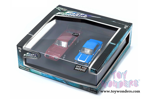 Greenlight Fast & Furious - Dodge Charger Daytona and Ford Escort RS 2000 Hard Top (1969, 1974, 1/43 scale diecast model car, Red, Blue) 86251