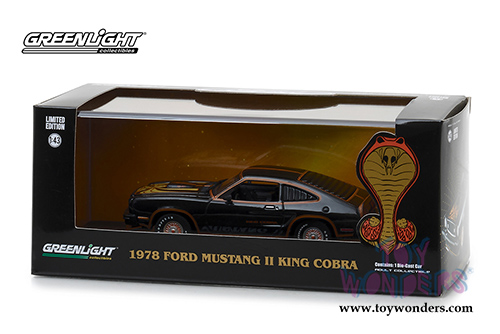 Greenlight - Ford Mustang II King Cobra Hard Top (1978, 1/43 scale diecast model car, Black w/ Gold Stripes) 86320