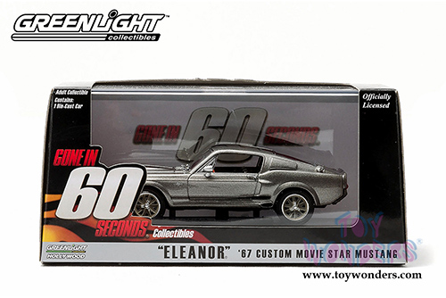 Greenlight - Eleanor from "Gone in 60 Seconds" - Ford Mustang Hard Top (1967, 1/43 scale diecast model car, Gray w/ Black Stripes) 86411