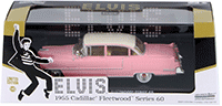 Show product details for Greenlight Hollywood - Elvis Presley Cadillac Fleetwood Series 60 Hard Top (1955, 1/43 scale diecast model car, Pink) 86491