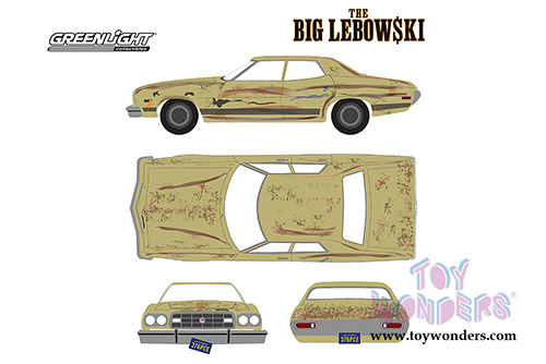Greenlight Hollywood - The Big Lebowski | The Dude's 1973 Ford Gran Torino Hard Top (1973, 1/43 scale diecast model car, Dirty Yellow) 86495