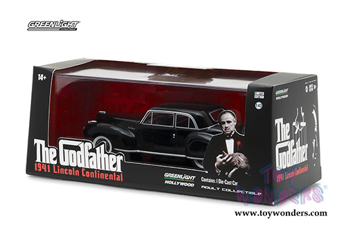 Greenlight Hollywood - The Godfather Lincoln Continental Hard Top (1941, 1/43 scale diecast model car, Black) 86507