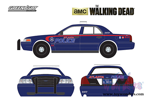 Greenlight Hollywood - The Walking Dead - Ford Crown Victoria Police Interceptor Atlanta Police (2001, 1/43 scale diecast model car, Blue) 86510
