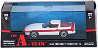 Greenlight Hollywood - The A-Team™ Chevrolet® Corvette® C4 Hard Top (1984, 1/43 scale diecast model car, White/Red stripes) 86517