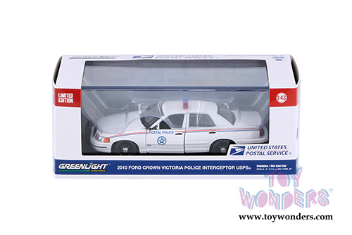 Greenlight - Ford Crown Victoria United States Postal Service (USPS®) Police (2010, 1/64 scale diecast model car, White) 86523