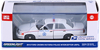 Show product details for Greenlight - Ford Crown Victoria United States Postal Service (USPS®) Police (2010, 1/64 scale diecast model car, White) 86523
