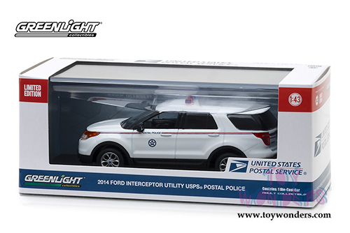 Greenlight - Ford Interceptor Utility United States Postal Service (USPS®) Police (2014, 1/64 scale diecast model car, White) 86524