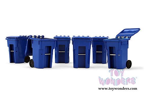 First Gear - Trash Carts Set of 6 pcs. (1/34 scale sturdy plastic model, Blue) 90-0518
