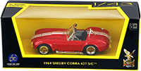 Show product details for Lucky Road Signature - Shelby Cobra 427S/C Convertible (1964, 1/43 scale diecast model car, Red w/ Stripes) 94227R