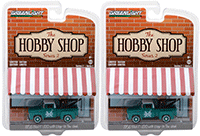 Greenlight - The Hobby Shop Series 2 | Ford F-100 Green with Drop-in Tow Hook Truck (1956, 1/64 scale diecast model car, Green) 97020A/48