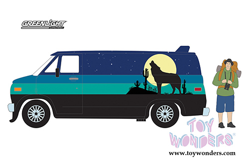 Greenlight - The Hobby Shop Series 3 | GMC® Vandura Custom with Backpacker (1981, 1/64 scale diecast model car, Blue) 97030C/48
